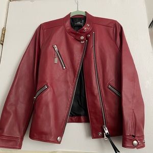 Coach Brand New Red/Burgundy Leather Jacket